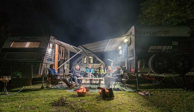 Camp Cyprus around the camp fire